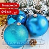 Шары елочные ЗОЛОТАЯ СКАЗКА, пластик, 6см, 6шт/уп, Trio, БИРЮЗОВЫЕ (глянец, матовый, глиттер)