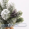 Ель искусственная декоративная, 0,25м, заснеженная, с шишками