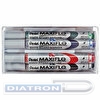 Набор маркеров для доски PENTEL MWL5S-4N Maxiflo, жидкие чернила, 4.0 мм, 4шт/уп, с магнитной губкой