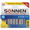 Батарейка SONNEN AAA/LR03/1.5V, алкалиновая, 10шт/уп