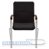 Конференц-кресло Samba, каркас хром, подлокотники, отделка деревом, кож.зам черный V-14
