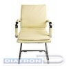 Конференц-кресло БЮРОКРАТ CH-993-LOW, низкая спинка, полозья хром, иск.кожа слоновая кость